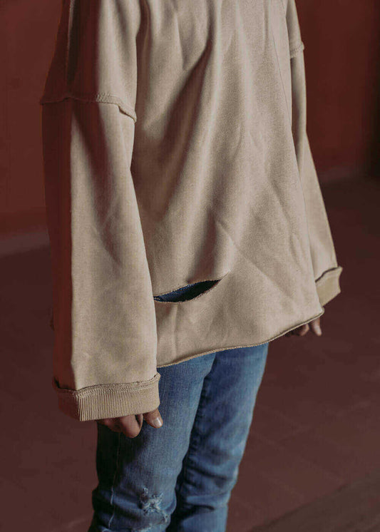 Multi-Color Long Sleeve Ripped Cut Top For Boys