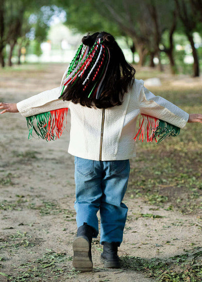 Feather Sleeves Jacket Top For Girls – Thoubi - Main Image