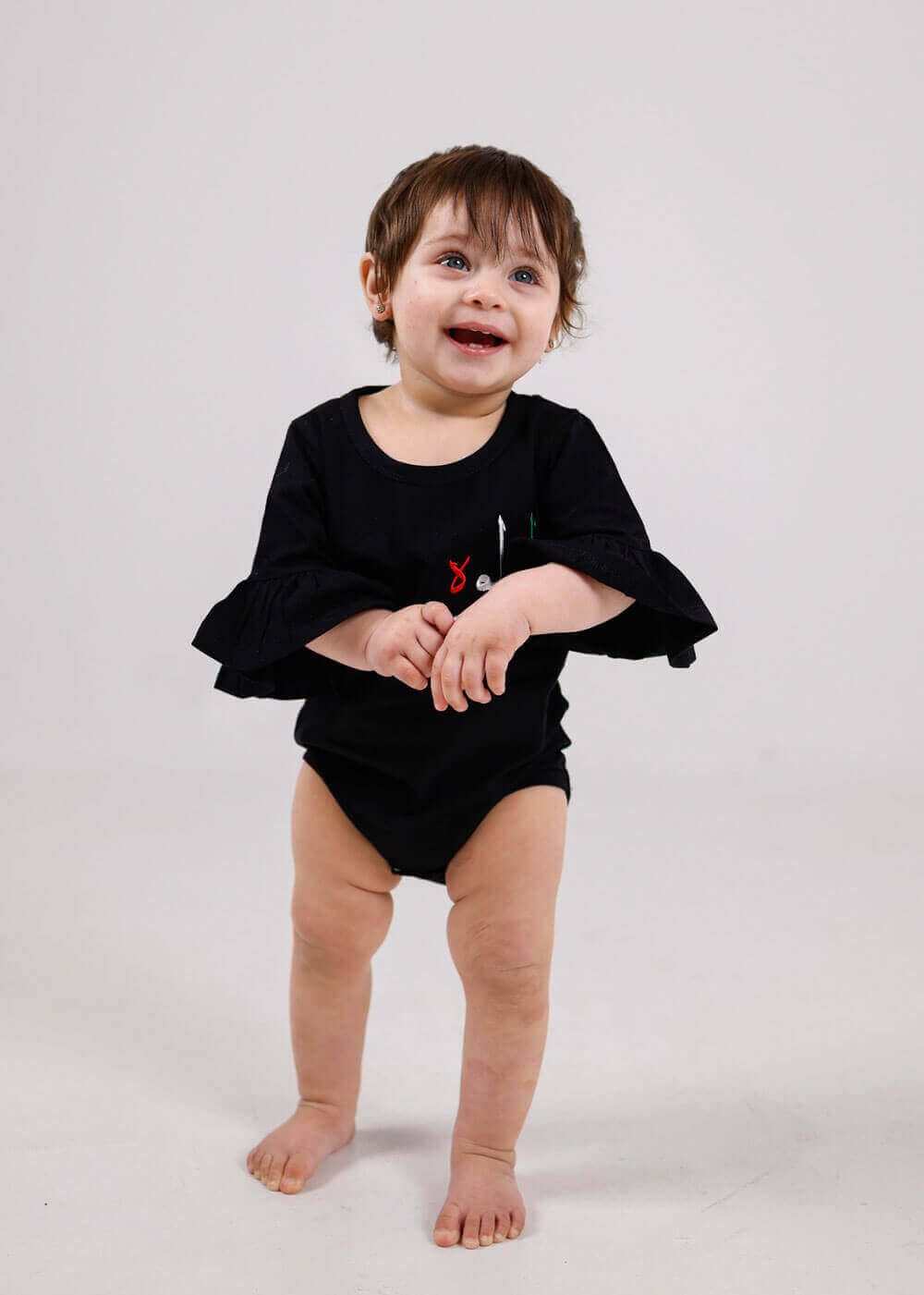 Black Full Sleeve Babysuit (With Name Embroidery)