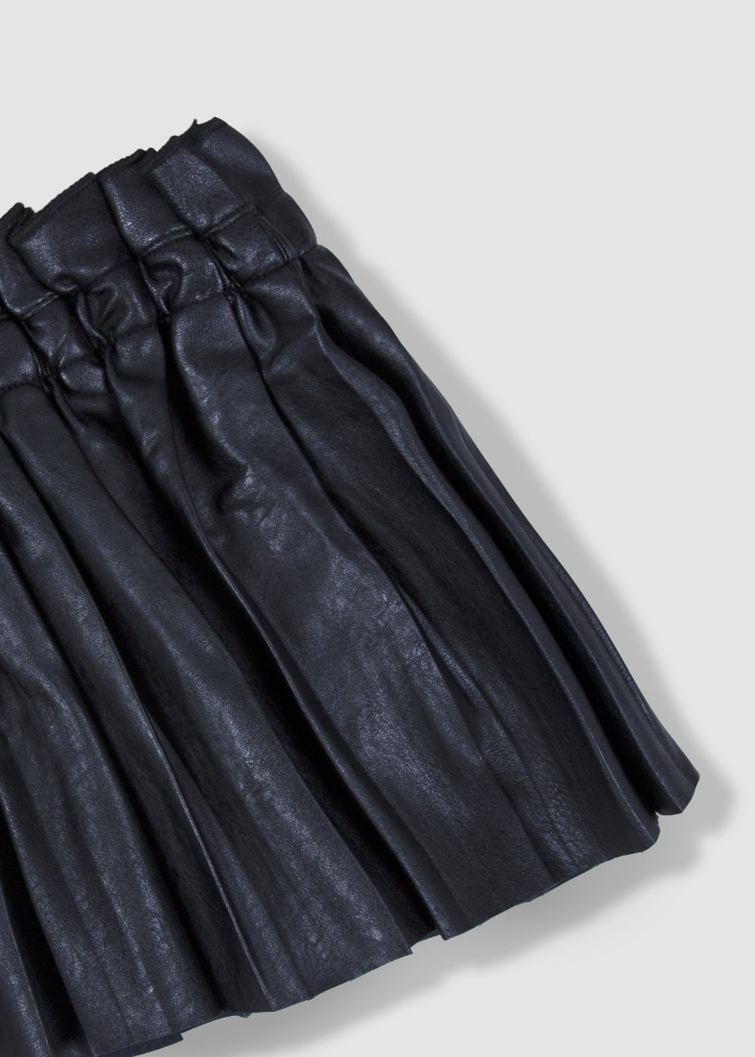 Black Faux Leather Pleated Skirt For Girls