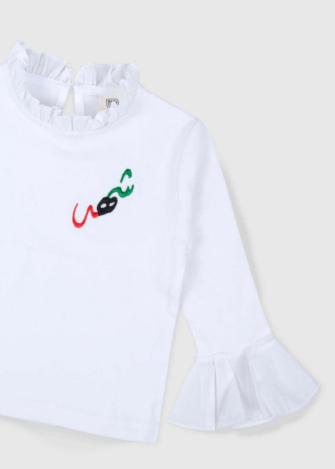 White Top With White Cuffs And Collar For Girls - 23SS0TB467172(With Name Embroidery Option)