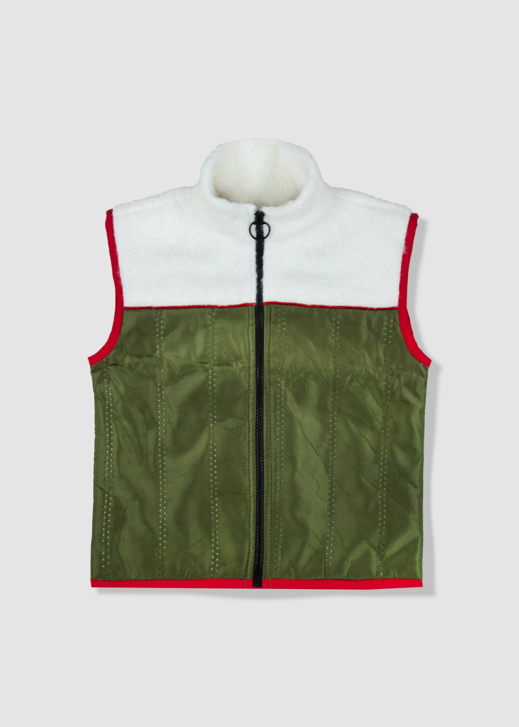 White And Green Vest For Kids - 23SS0TB377283 (With Name Embroidery Option)