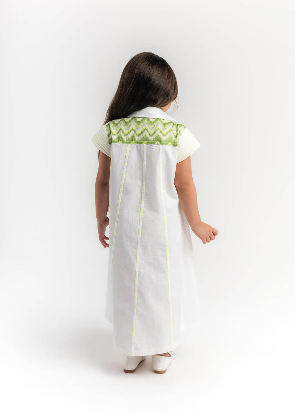 23SS1TB497309 Multi-Color Long White Shirt With Shoulder Pattern For Girls