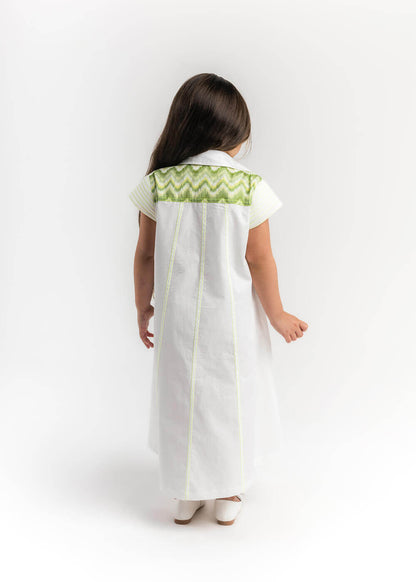 23SS1TB497309 Multi-Color Long White Shirt With Shoulder Pattern For Girls