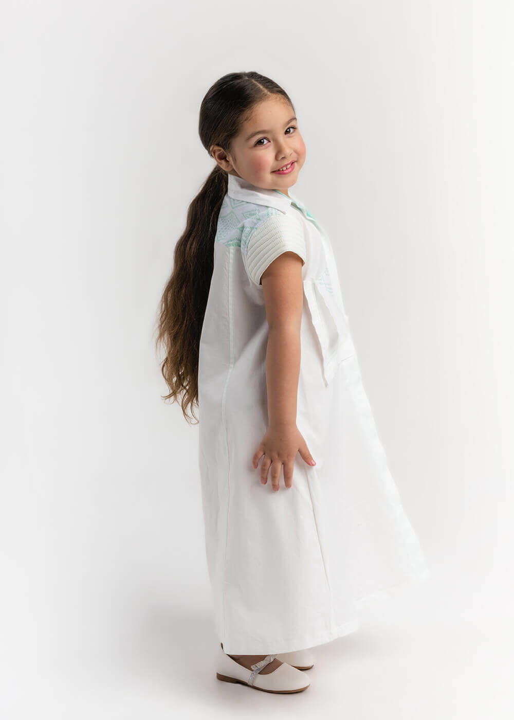 23SS1TB497308 White And Blue Long Shirt For Girls