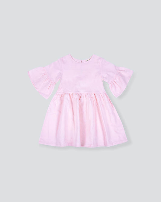 Pink 7143 Wavy Sleeves Dress For Girls