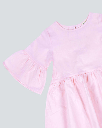 Pink 7143 Wavy Sleeves Dress For Girls