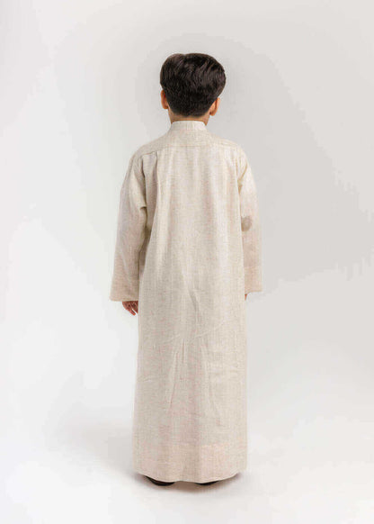 Beige Linen Dishdasha Al Jazeera For Kids