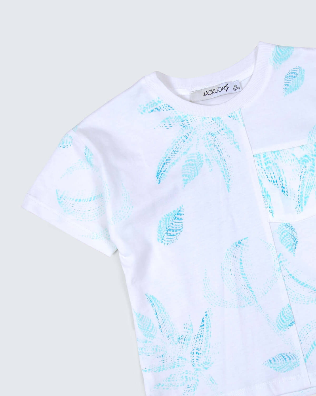 White And Blue Print T-Shirt For Kids