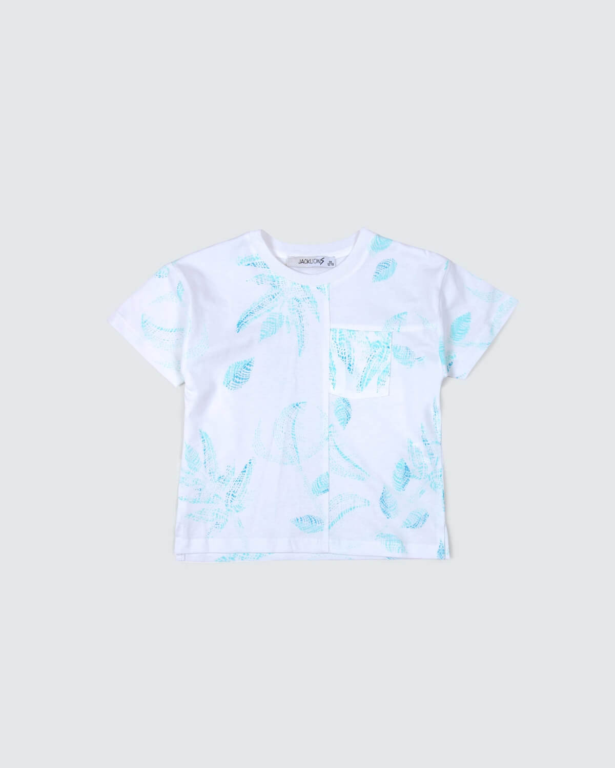 White And Blue Print T-Shirt For Kids