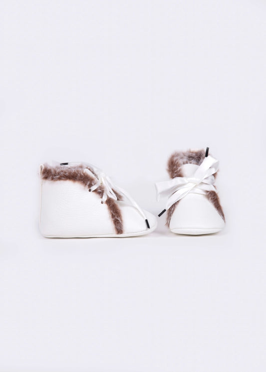 White Inner Fur Shoes For Baby (With Alphabet Printing Option)