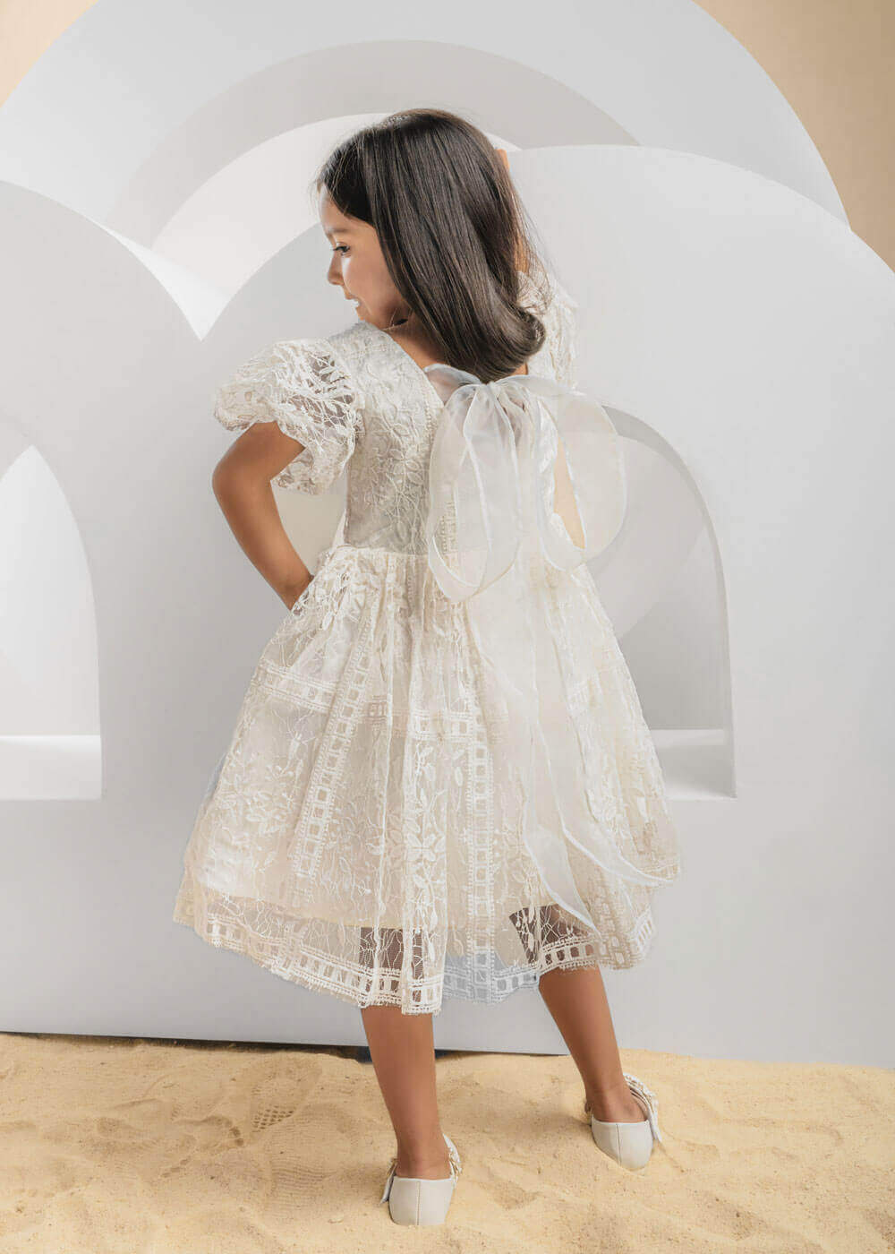 White 7106 Lace Dress For Girls