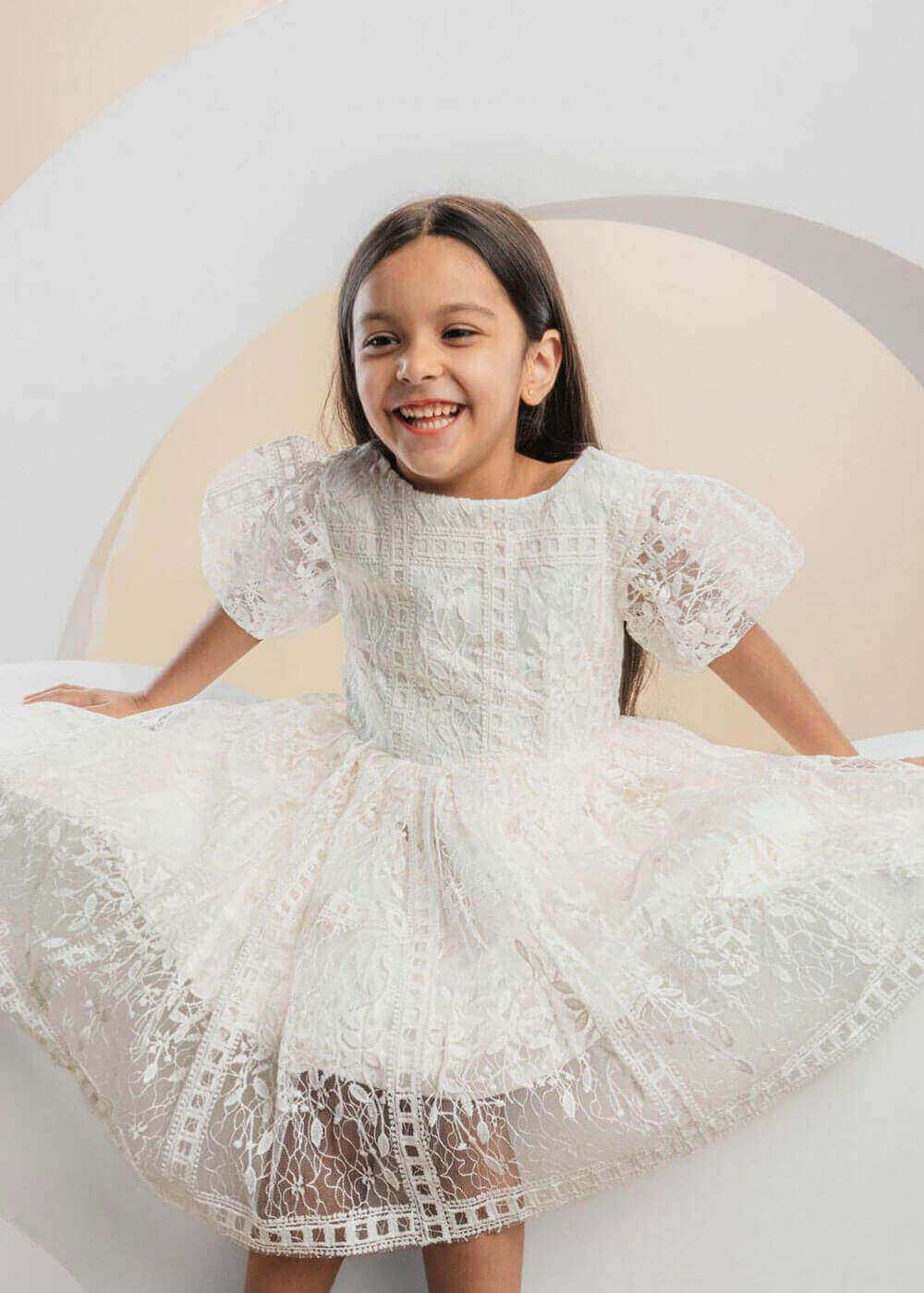 White 7106 Lace Dress For Girls