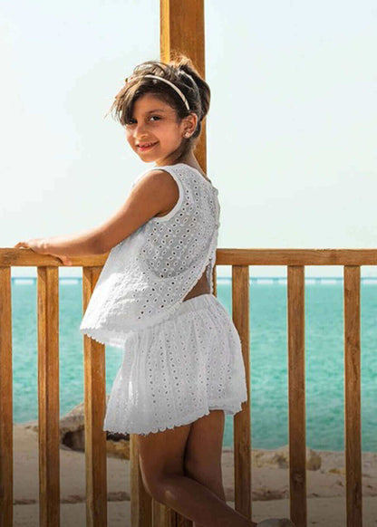 White 7228 Set With Blouse And Short For Kids