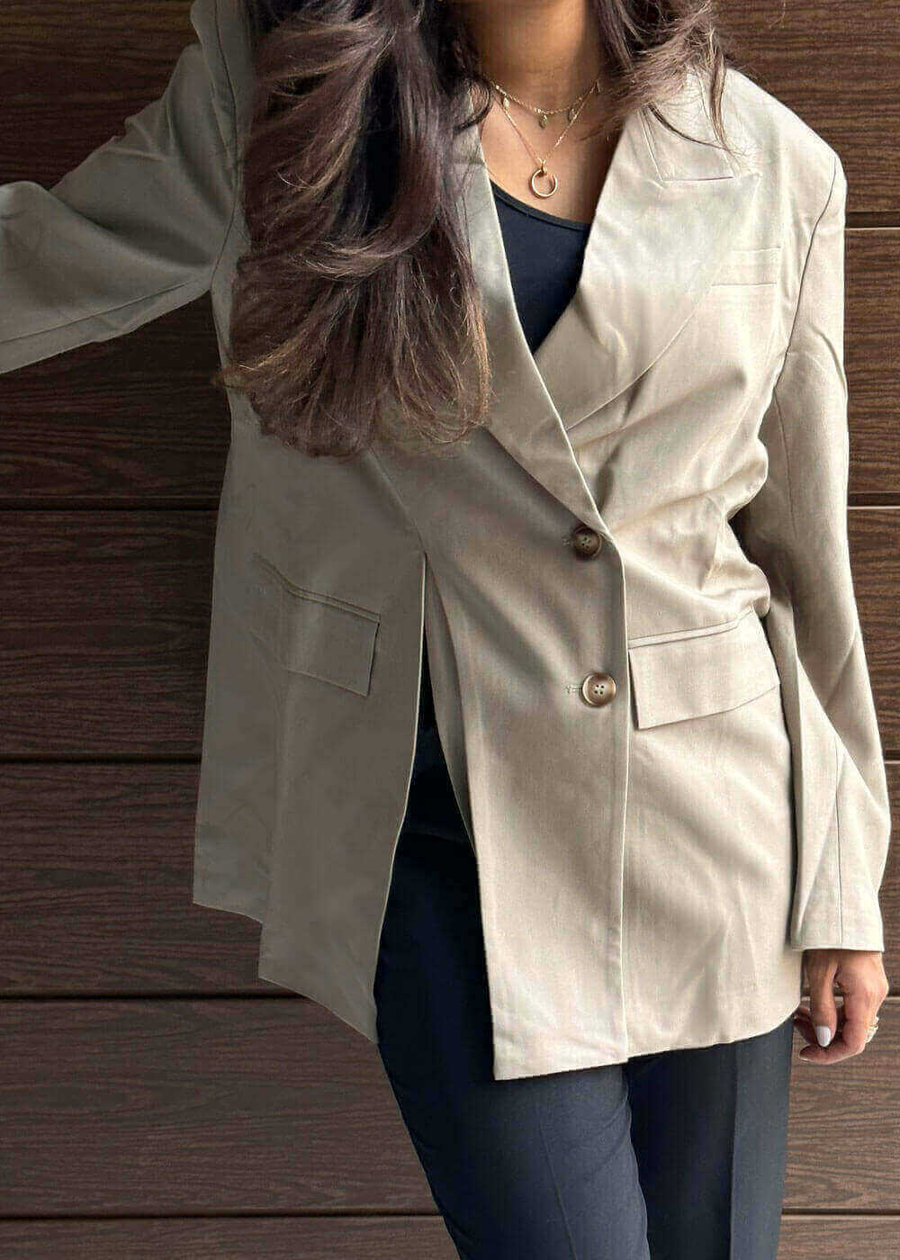 Beige 7078 Soft Blazer For Women