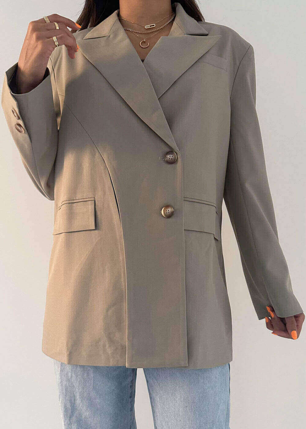 Beige 7078 Soft Blazer For Women