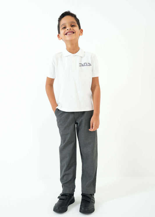 Set Of White Polo T-Shirt And Pant (With Name Embroidery Option)