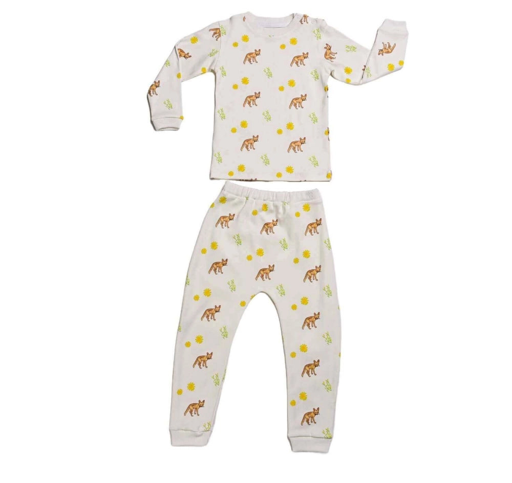White Fox Top And Pajama - Long sleeves Set