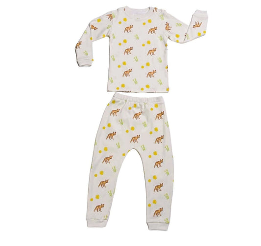 White Fox Top And Pajama - Long sleeves Set
