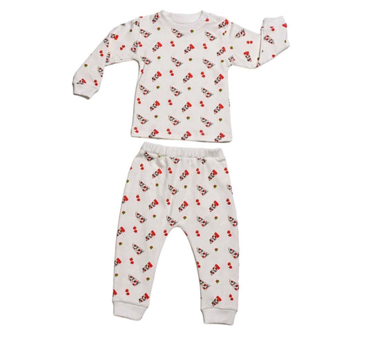 White Lolly Raspberry Top And Pajama - Long sleeves Set