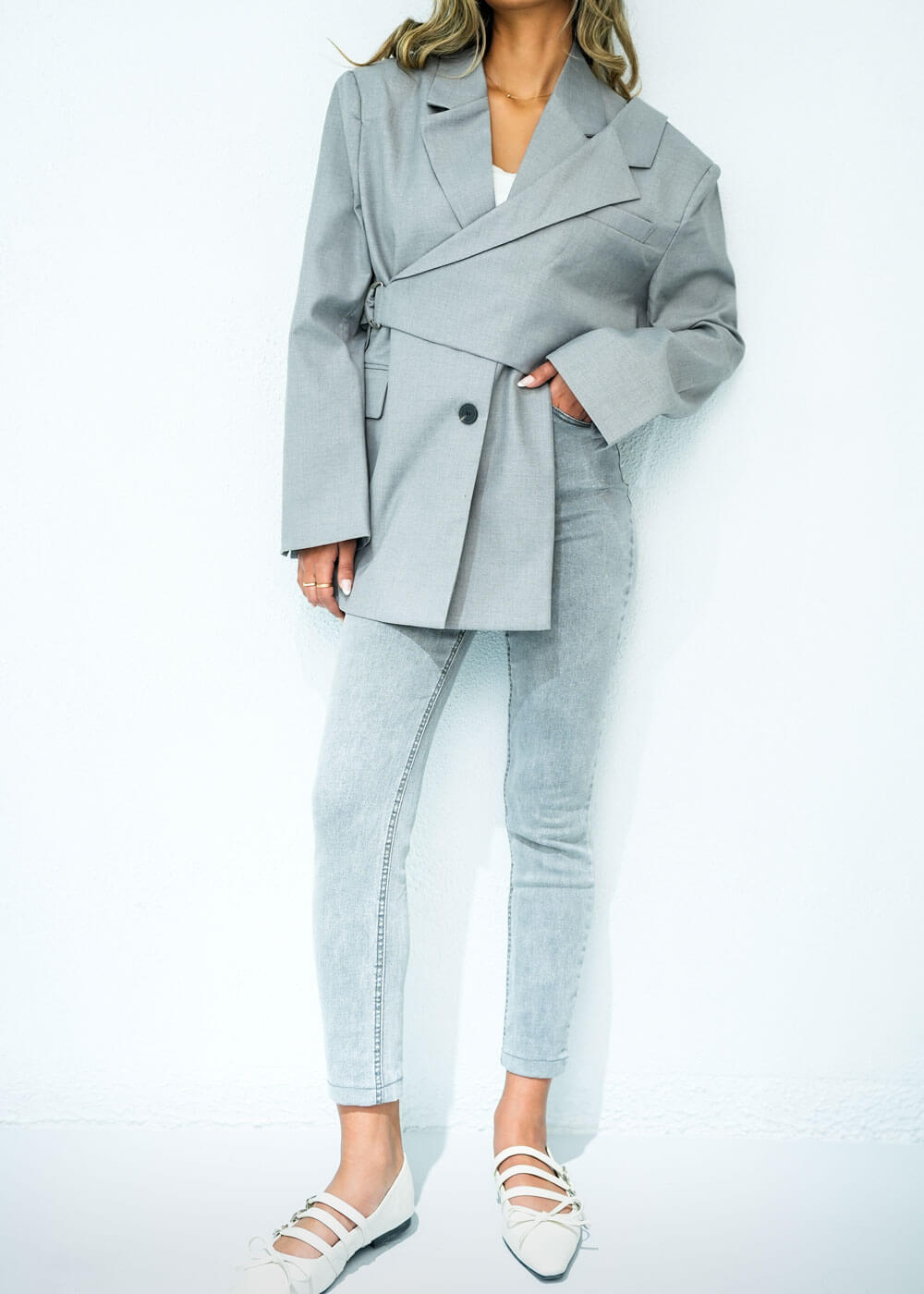 7369 Grey Blazer For Women