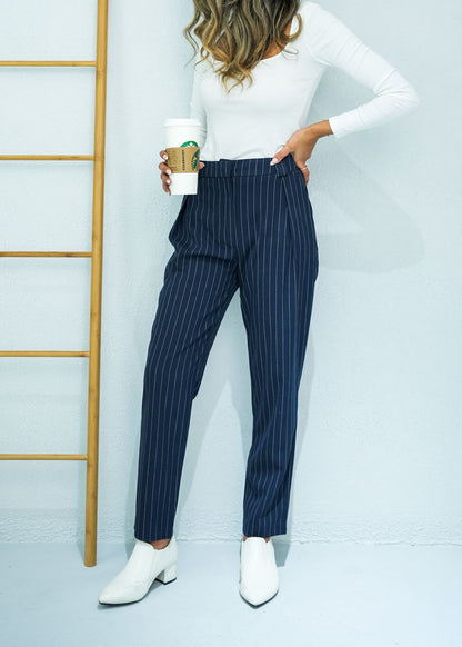 7471 Navy Stripes Pant For Women