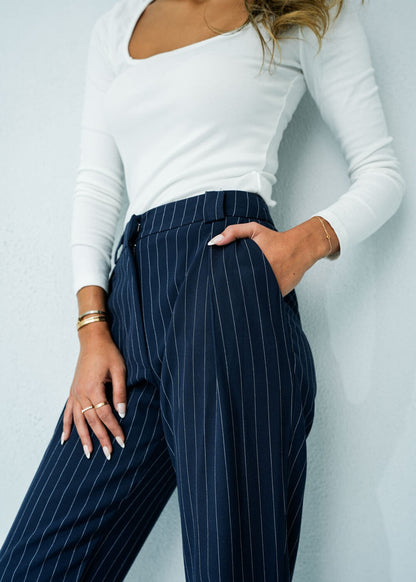 7471 Navy Stripes Pant For Women