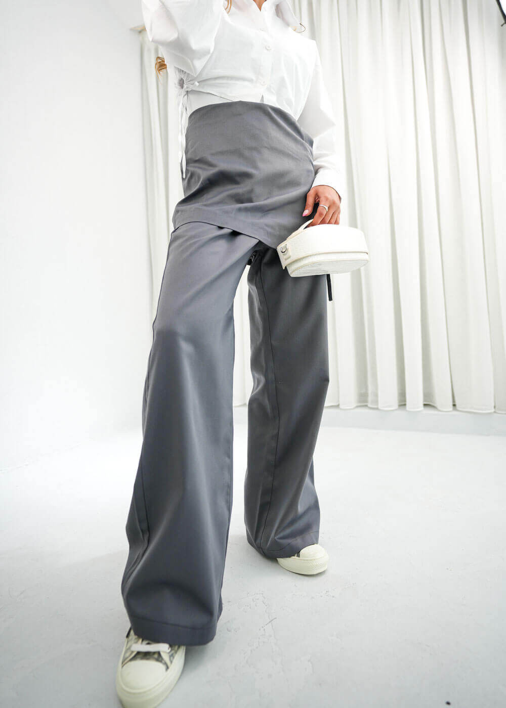 7480 Grey Pant Skirt For Women