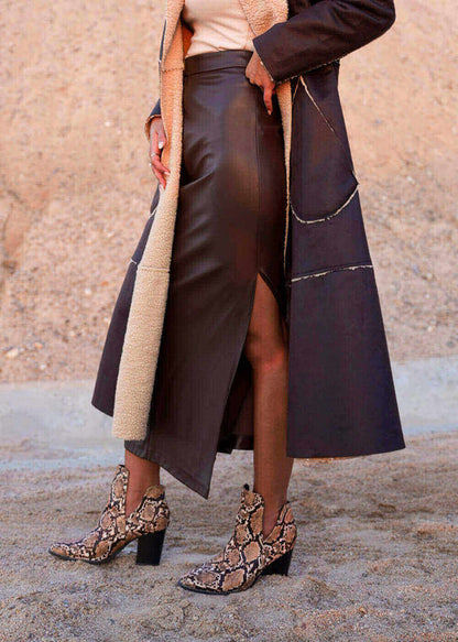 Multi-Color 7469 Long Leather Skirt For Women