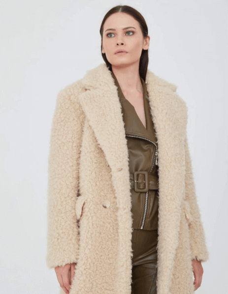 7487 Beige Fur Jacket For Women