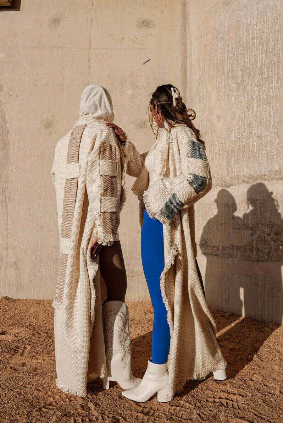 7477 off-white With Blue Long Cardigan For Women