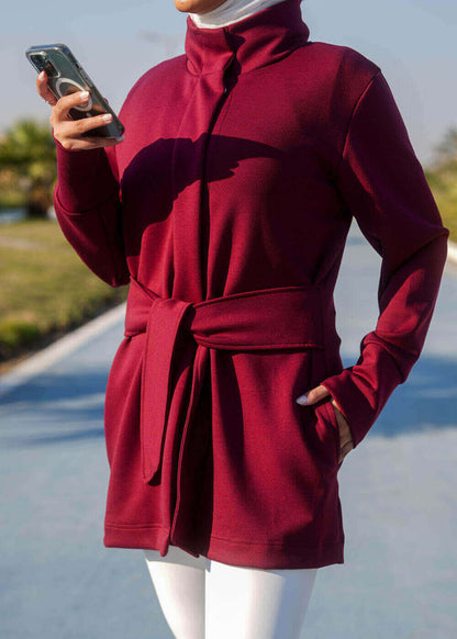 7473 Not So Basic Maroon Long Jacket For Women