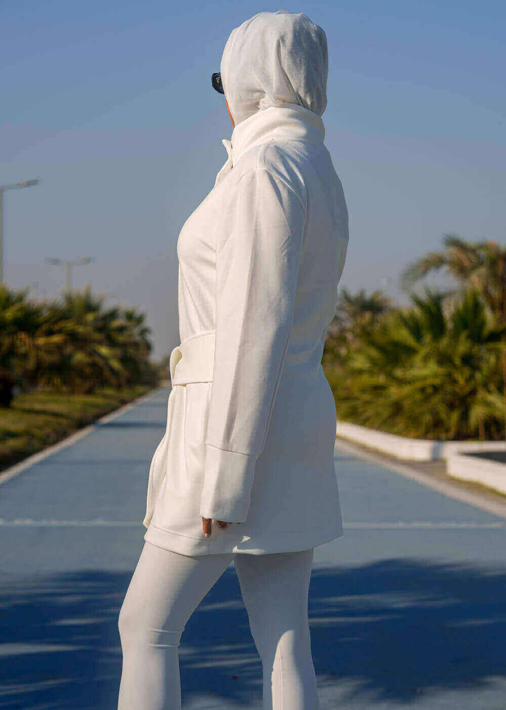 7473 Not So Basic White Long Jacket For Women