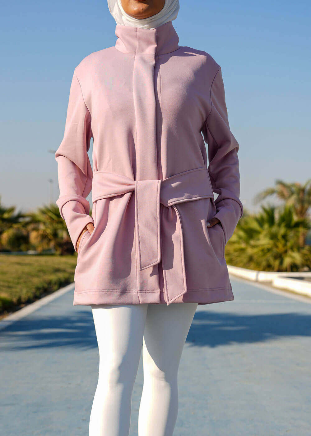 7473 Not So Basic Pink Long Jacket For Women