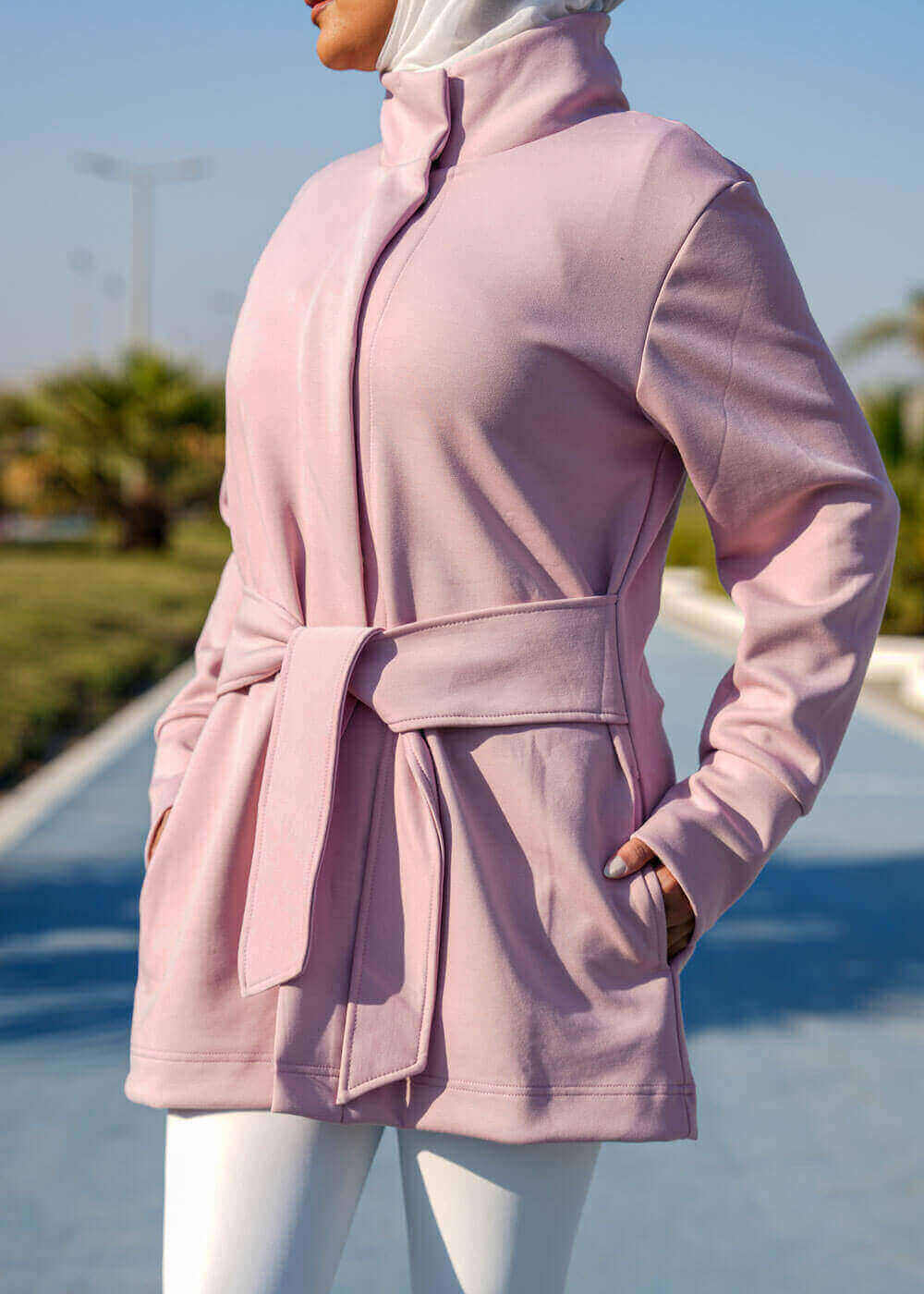 7473 Not So Basic Pink Long Jacket For Women