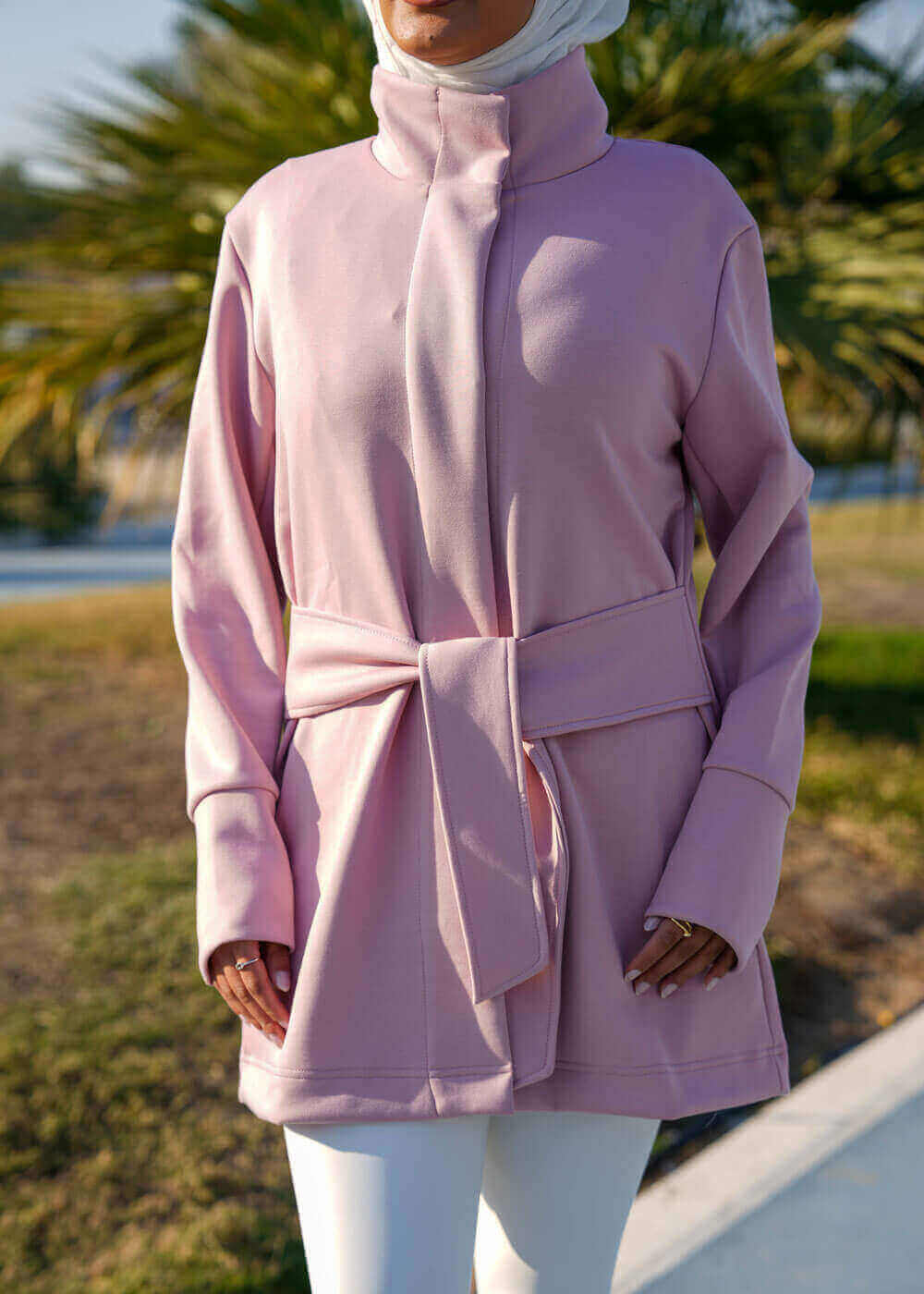 7473 Not So Basic Pink Long Jacket For Women