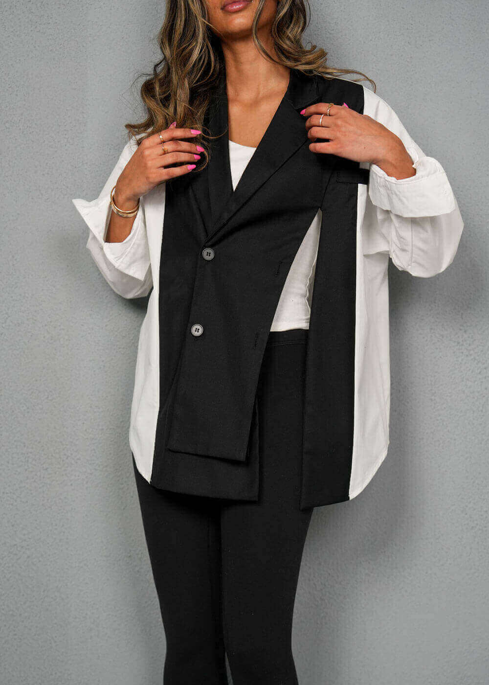 7404 black-and-white Blazer For Women