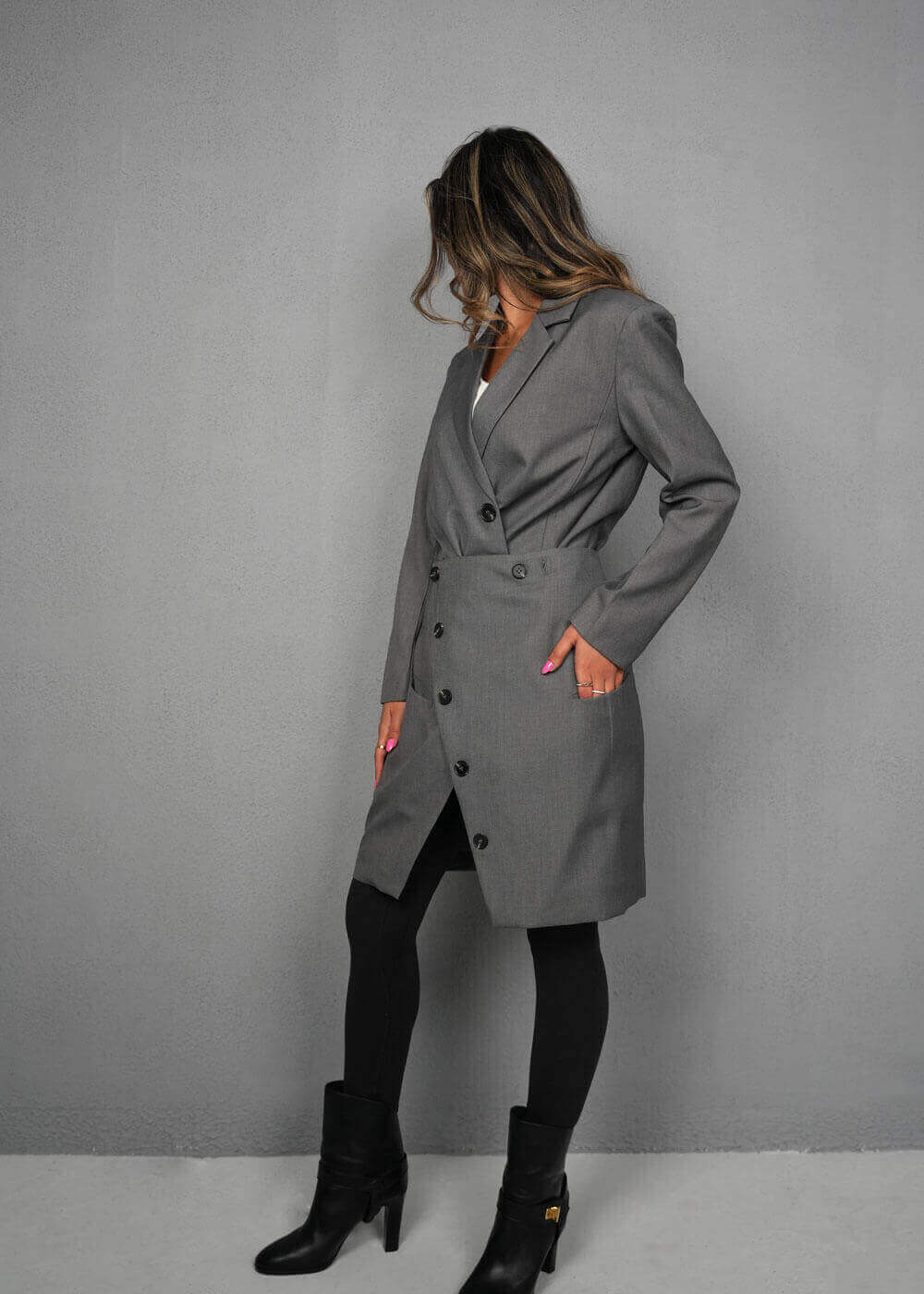 7457 Grey Blazer For Women