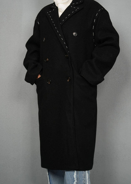 7456 Black Big Size Trench Coat For Women