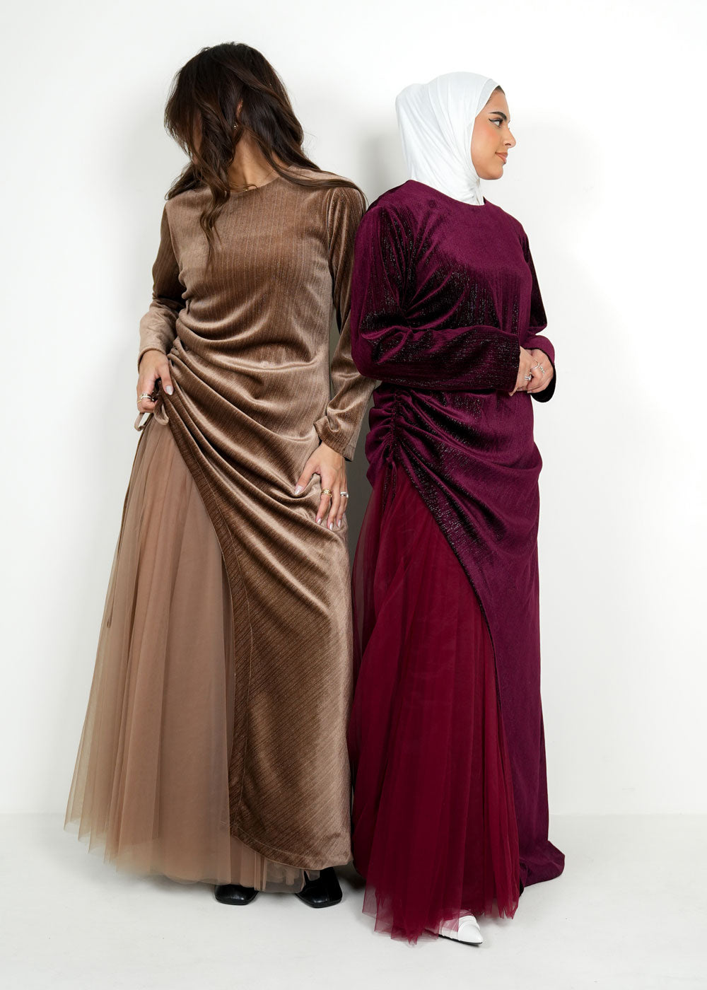 8098 Brown Velvet Daraa Set For Women
