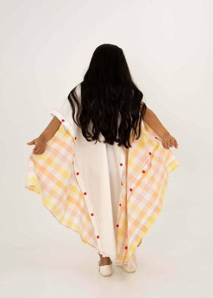 Yellow Orange Checkered Daraa For Girls