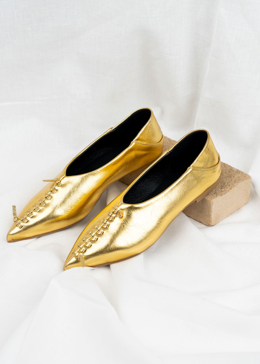 7366 Gold Formal Flats Shoes For Women SS0-24