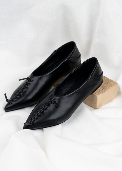 7366 Black Formal Flats Shoes For Women SS0-24