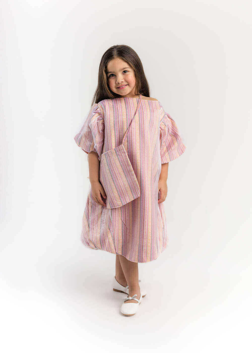 23SS0TB497279 Light Pink Gergean Dress For Girls