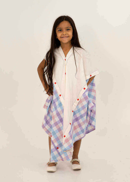 Pink Blue Checkered Daraa For Girls