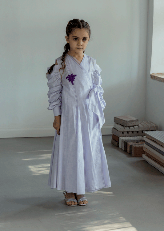 7530 Purple Linen Dress Ramadan For Girls RAM-24