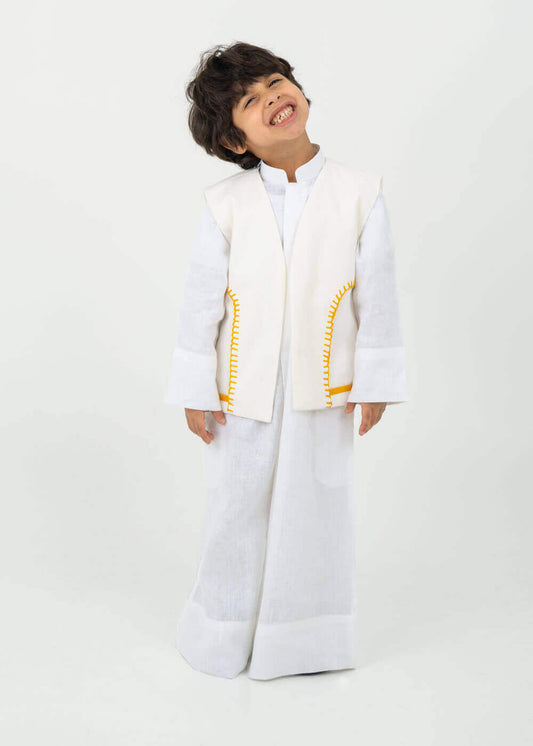 7540 White And Gold Design Vest For Boys RAM-24