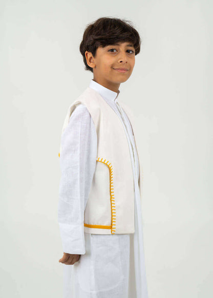 7540 White And Gold Design Vest For Boys RAM-24