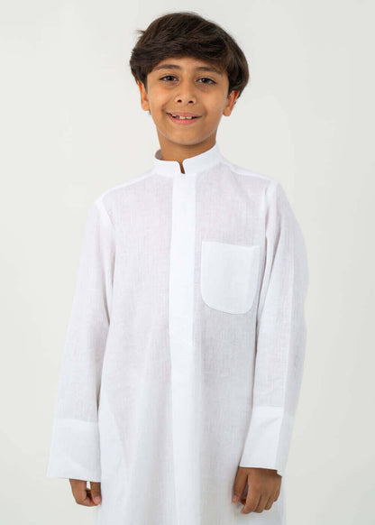 White Sugar Linen Dishdasha Al Jazeera For Kids