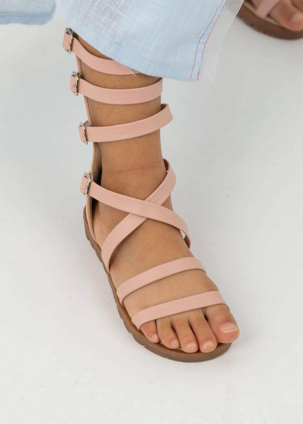 7363 Pink Gladiator Sandals For Girls